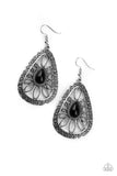 Floral Frill - Black Earrings - Paparazzi Accessories Earrings Bedazzle Me Pretty Mobile Fashion Boutique