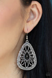 Floral Frill - Black Earrings - Paparazzi Accessories Earrings Bedazzle Me Pretty Mobile Fashion Boutique