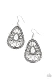 Floral Frill - White Earrings - Paparazzi Accessories Earrings Bedazzle Me Pretty Mobile Fashion Boutique