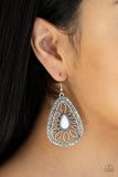 Floral Frill - White Earrings - Paparazzi Accessories Earrings Bedazzle Me Pretty Mobile Fashion Boutique