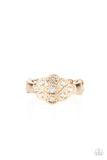 Floral Frou-Frou - Gold Ring - Paparazzi Accessories Ring Bedazzle Me Pretty Mobile Fashion Boutique
