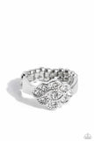 Floral Frou-Frou - White Ring - Paparazzi Accessories Ring Bedazzle Me Pretty Mobile Fashion Boutique