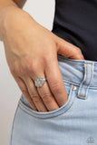 Floral Frou-Frou - White Ring - Paparazzi Accessories Ring Bedazzle Me Pretty Mobile Fashion Boutique