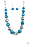 Floral Fusion - Blue Necklace - Paparazzi Accessories Necklace Bedazzle Me Pretty Mobile Fashion Boutique