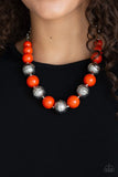 Floral Fusion - Orange Necklace - Paparazzi Accessories Necklace Bedazzle Me Pretty Mobile Fashion Boutique