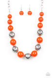 Floral Fusion - Orange Necklace - Paparazzi Accessories Necklace Bedazzle Me Pretty Mobile Fashion Boutique