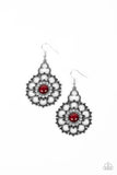 Floral Renaissance - Red Earrings - Paparazzi Accessories Earrings Bedazzle Me Pretty Mobile Fashion Boutique