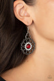 Floral Renaissance - Red Earrings - Paparazzi Accessories Earrings Bedazzle Me Pretty Mobile Fashion Boutique