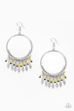 Floral Serenity - Yellow Earrings - Paparazzi Accessories Earrings Bedazzle Me Pretty Mobile Fashion Boutique