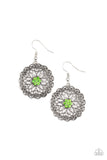 Flower Shop Sparkle - Green Earrings - Paparazzi Accessories Earrings Bedazzle Me Pretty Mobile Fashion Boutique