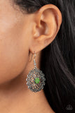 Flower Shop Sparkle - Green Earrings - Paparazzi Accessories Earrings Bedazzle Me Pretty Mobile Fashion Boutique