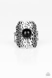 Flower Shower -  Black Ring - Paparazzi Accessories Ring Bedazzle Me Pretty Mobile Fashion Boutique