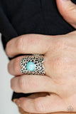 Flower Shower - Blue Ring - Paparazzi Accessories Ring Bedazzle Me Pretty Mobile Fashion Boutique