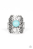 Flower Shower - Blue Ring - Paparazzi Accessories Ring Bedazzle Me Pretty Mobile Fashion Boutique