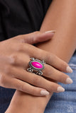 Flower SWIRL - Pink Ring - Paparazzi Accessories Ring Bedazzle Me Pretty Mobile Fashion Boutique