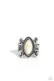 Flower SWIRL - White Ring - Paparazzi Accessories Ring Bedazzle Me Pretty Mobile Fashion Boutique
