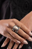 Flower SWIRL - White Ring - Paparazzi Accessories Ring Bedazzle Me Pretty Mobile Fashion Boutique