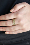 FLOWERBED and Board - Brass Ring - Paparazzi Accessories Ring Bedazzle Me Pretty Mobile Fashion Boutique
