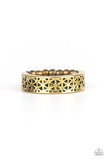 FLOWERBED and Board - Brass Ring - Paparazzi Accessories Ring Bedazzle Me Pretty Mobile Fashion Boutique