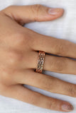 FLOWERBED and Board - Copper Ring - Paparazzi Accessories Ring Bedazzle Me Pretty Mobile Fashion Boutique
