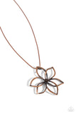 Flowering Fame - Copper Necklace - Paparazzi Accessories Necklace Bedazzle Me Pretty Mobile Fashion Boutique
