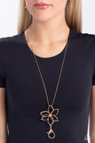 Flowering Fame - Gold Lanyard - Paparazzi Accessories Lanyard Bedazzle Me Pretty Mobile Fashion Boutique