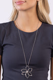 Flowering Fame - Silver Necklace - Paparazzi Accessories Necklace Bedazzle Me Pretty Mobile Fashion Boutique