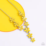 Flowering Feature - Yellow Necklace - Paparazzi Accessories Necklace Bedazzle Me Pretty Mobile Fashion Boutique