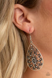Flowering Finery - White Earrings - Paparazzi Accessories Earrings Bedazzle Me Pretty Mobile Fashion Boutique