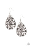 Flowering Finery - White Earrings - Paparazzi Accessories Earrings Bedazzle Me Pretty Mobile Fashion Boutique