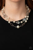 Fluent In Affluence - White Necklace - Paparazzi Accessories Necklace Bedazzle Me Pretty Mobile Fashion Boutique