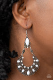 Fluent in Florals - White Earrings - Paparazzi Accessories Earrings Bedazzle Me Pretty Mobile Fashion Boutique