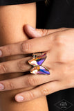 Fluorescent Flutter - Orange Ring - Paparazzi Accessories Ring Bedazzle Me Pretty Mobile Fashion Boutique