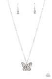 Flutter Forte - White Necklace - Paparazzi Accessories Necklace Bedazzle Me Pretty Mobile Fashion Boutique