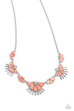 Fluttering Fan - Orange Necklace - Paparazzi Accessories Necklace Bedazzle Me Pretty Mobile Fashion Boutique
