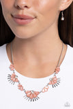 Fluttering Fan - Orange Necklace - Paparazzi Accessories Necklace Bedazzle Me Pretty Mobile Fashion Boutique