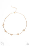 Fluttering Fanatic - Gold Necklace - Paparazzi Accessories Necklace Bedazzle Me Pretty Mobile Fashion Boutique