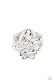 Fluttering Flashback - White Ring - Paparazzi Accessories Ring Bedazzle Me Pretty Mobile Fashion Boutique