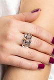 Fly Me To The Stars - Orange Ring - Paparazzi Accessories Ring Bedazzle Me Pretty Mobile Fashion Boutique
