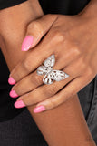 Flying Fashionista - White Ring - Paparazzi Accessories Ring Bedazzle Me Pretty Mobile Fashion Boutique