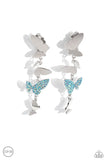 Flying Flashy - Blue Clip-On Earrings - Paparazzi Accessories Clip-On Bedazzle Me Pretty Mobile Fashion Boutique