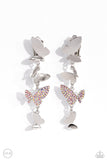 Flying Flashy - Pink Clip-On Earrings - Paparazzi Accessories Clip-On Bedazzle Me Pretty Mobile Fashion Boutique