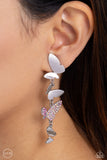 Flying Flashy - Pink Clip-On Earrings - Paparazzi Accessories Clip-On Bedazzle Me Pretty Mobile Fashion Boutique