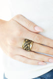 Follow The Tulips - Brass Ring - Paparazzi Accessories Ring Bedazzle Me Pretty Mobile Fashion Boutique