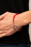 Following My Heart - Red Bracelet - Paparazzi Accessories Bracelet Bedazzle Me Pretty Mobile Fashion Boutique
