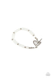 Following My Heart - White Bracelet - Paparazzi Accessories Bracelet Bedazzle Me Pretty Mobile Fashion Boutique