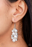 Fond of Baubles - White Earrings - Paparazzi Accessories Earrings Bedazzle Me Pretty Mobile Fashion Boutique