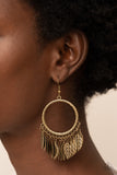 FOWL Tempered - Brass Earrings - Paparazzi Accessories Earrings Bedazzle Me Pretty Mobile Fashion Boutique