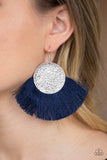 Foxtrot Fringe - Blue Earrings - Paparazzi Accessories Earrings Bedazzle Me Pretty Mobile Fashion Boutique