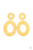 Foxy Flamenco - Yellow Post Earrings - Paparazzi Accessories Post Earrings Bedazzle Me Pretty Mobile Fashion Boutique